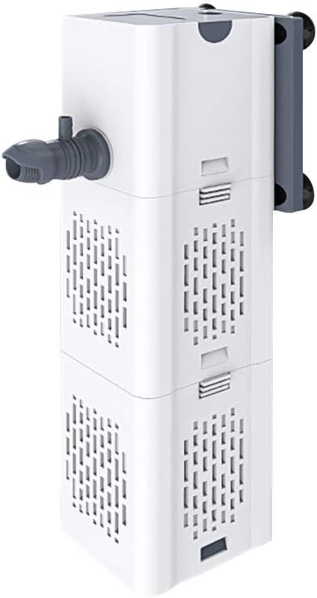 Binnenfilter 15W, Verstelbare Flow Aquarium filter met Waterpomp Bio Bag Filter cartridges, voor Aquarium 80-250L