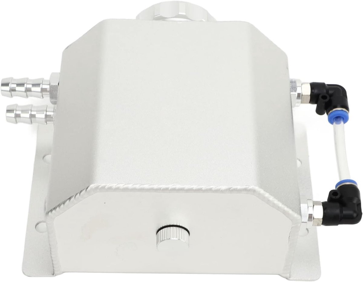 Expansievat Universele Motor Koelvloeistof Expansievat 1L Aluminium Legering Overloop Reservoir Fles Tank (Zilver)