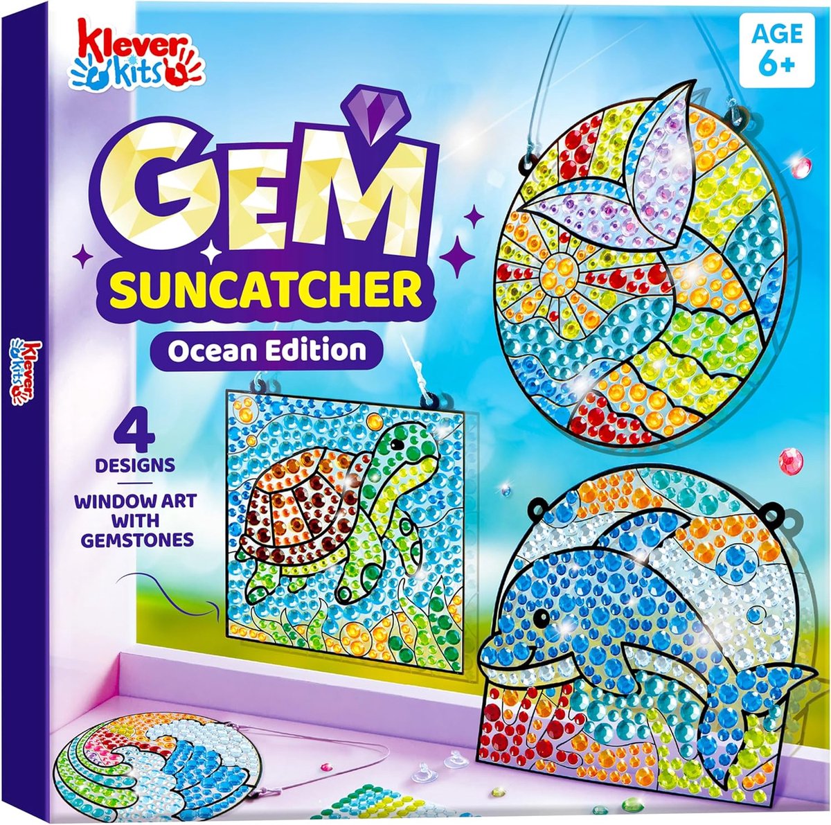 Diamantkunstkits voor kinderen - 4 stuks edelstenen schilderkit - raamkunst suncatchers - SnelShoppen