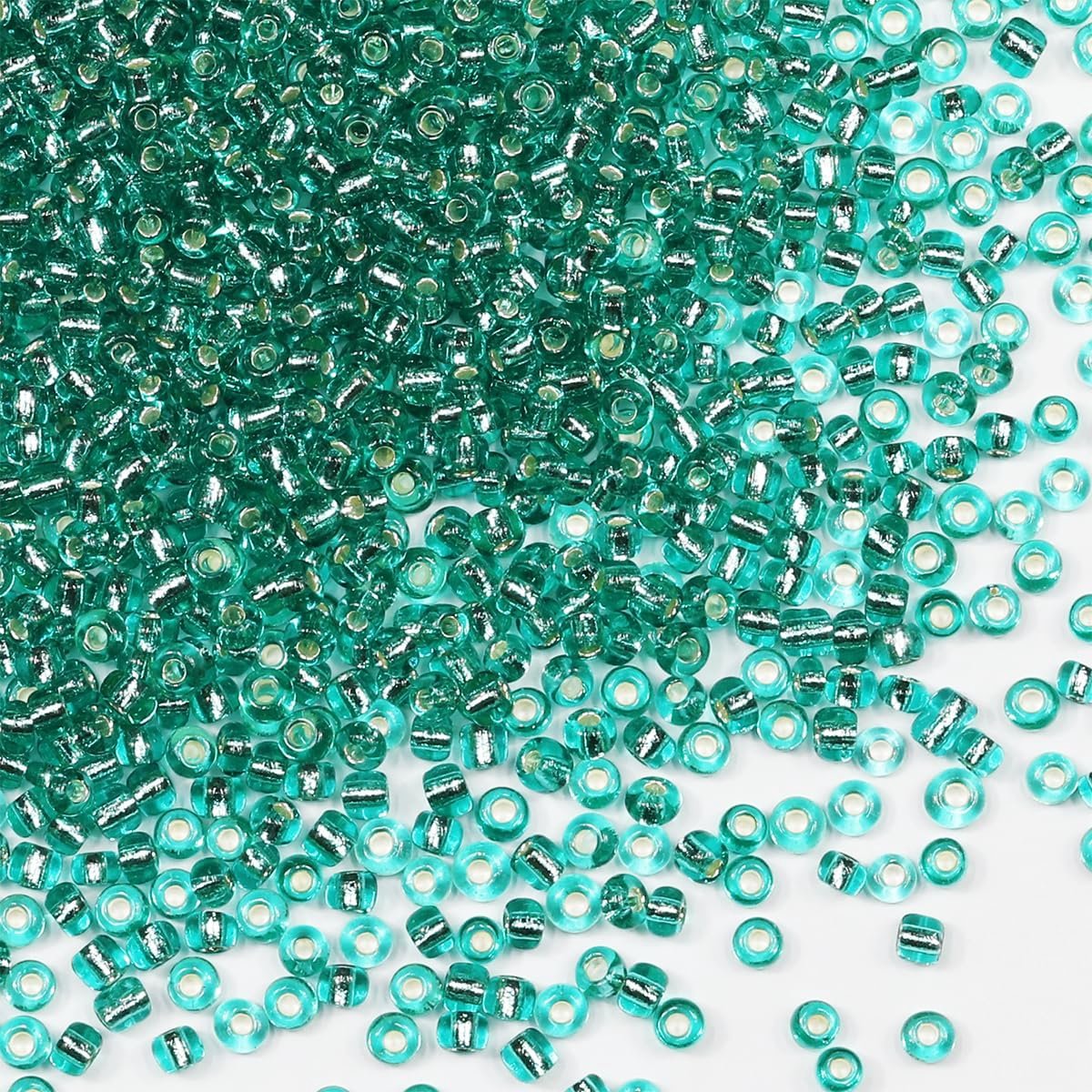rocailles 110 gram ongeveer 3500 stuks, 3 mm 8/0 lichtgroene glazen knutselkralen voor het maken van oorbellen, armbanden, hangers, taillesieraden, doe-het-zelf handgemaakte rocailles