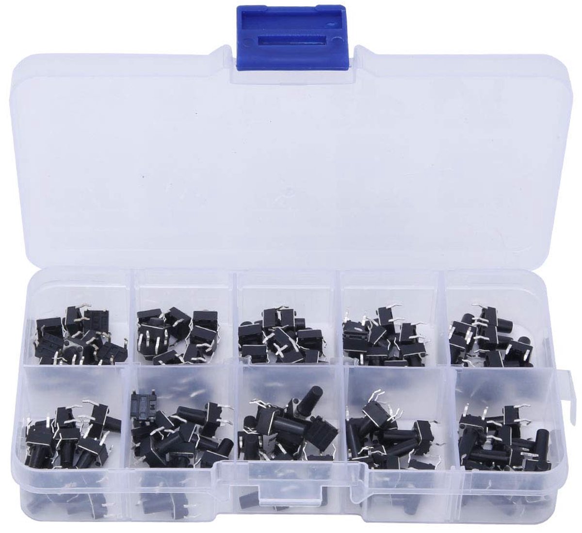 100 Stks Micro Toetsschakelaars 10 Waarde 6x6x4.3-13mm Tactile Drukknop Waterdicht Toetsknopschakelaars Assortiment Kit
