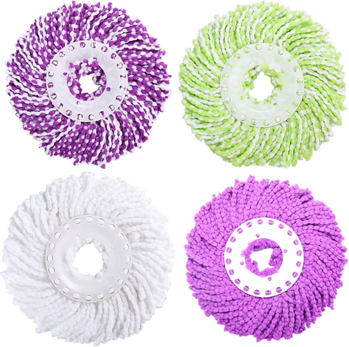 4 stuks roterende dweilkoppen, reservekop, navulverpakking, microvezel spin mop, reservekop, eenvoudige reiniging, dweilkop, ronde navulverpakking voor 360° spin mop