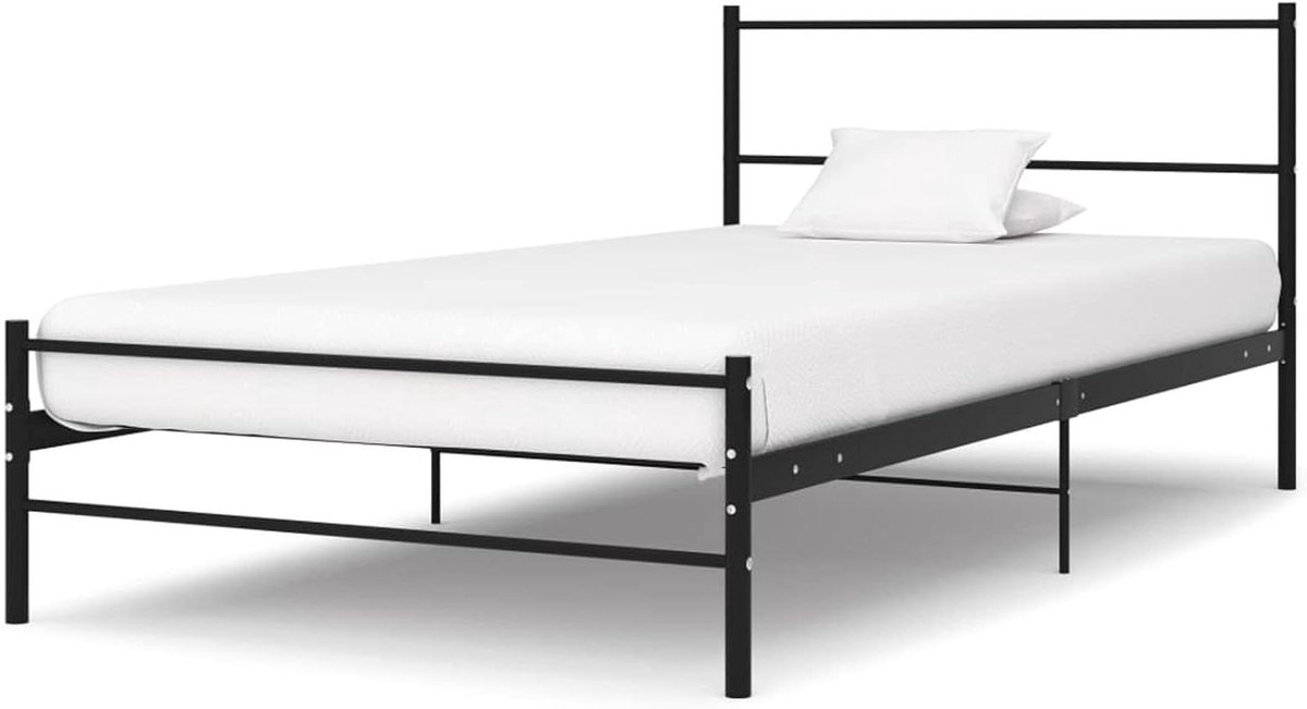 Bedframe Metaal - Eenpersoonsbed Frame - Slaapkamer Inrichten - Gepoedercoat Krasvast - 100 x 200 cm - Zwart