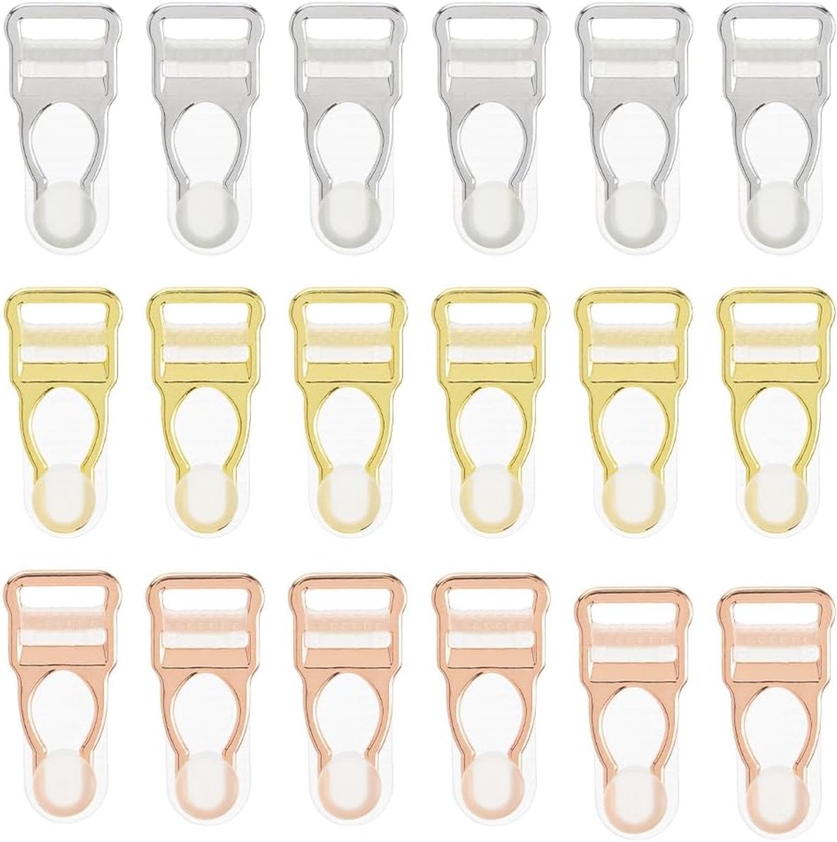 18 stuks 3 kleuren jarretelgordelclips van legering jarretelhouder clips voor kousenhouder jarretelgordel jarretelgordel korset jarretelgordel, Gemengde kleur, 36x17x3.5mm