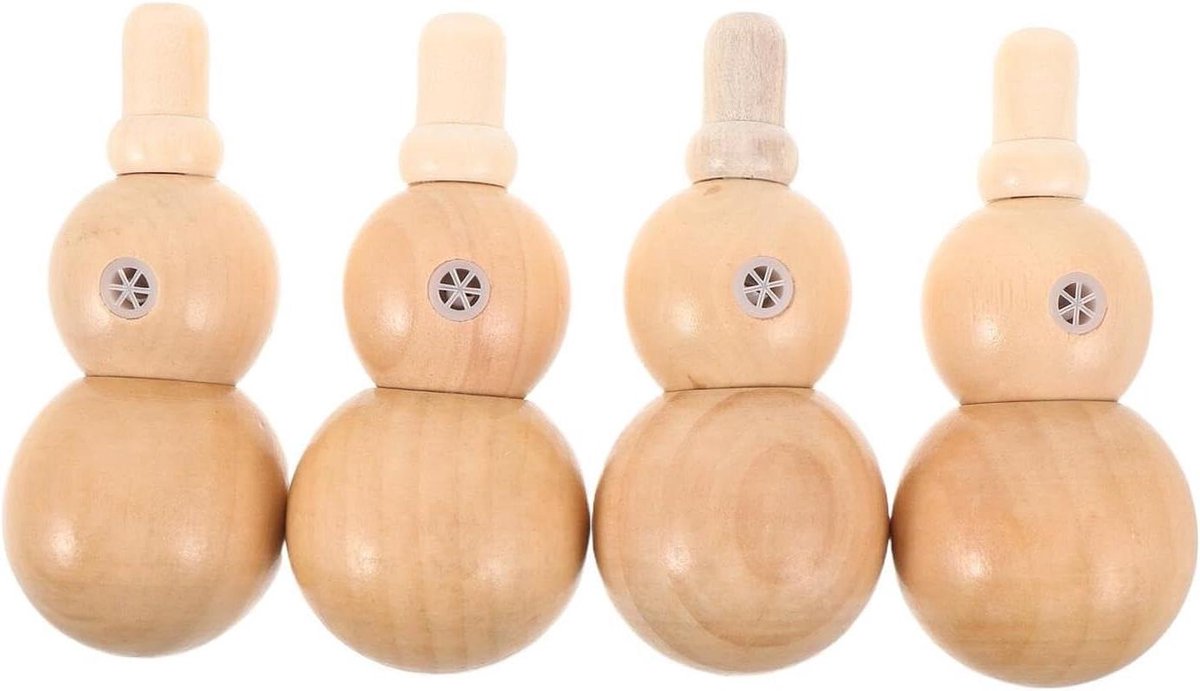 Houten Kazoo Set - Houten Blaasinstrument - Muziek Maken - Natuurlijk Hout - 9.5 x 4.4 x 4.4 cm - Khaki