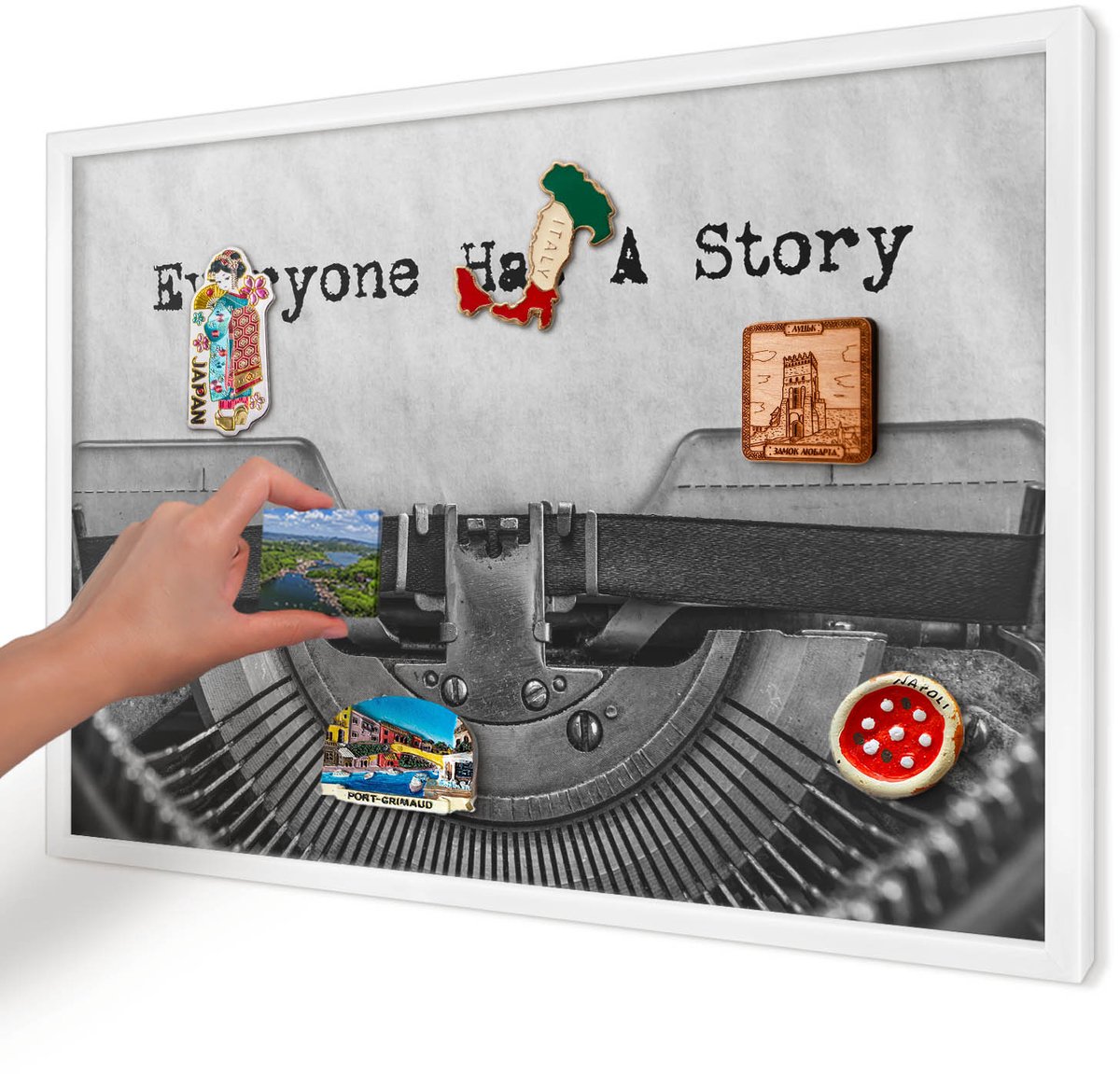 Artprintcave Zwart Magneetbord mit Witte Lijst - 60x40 cm - Vintage Machine Magnetisch Bord Voor Magneten - Vintage Magneetbord Voor Foto's - Deel