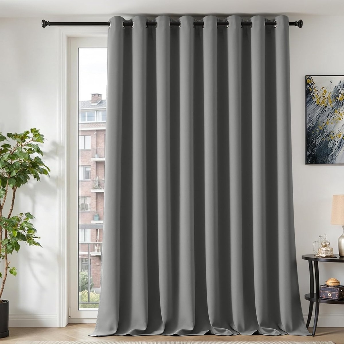 Gordijnen, ondoorzichtig, gordijnen met ringen, verduisteringsgordijnen, gordijn, 260 x 280 cm, 1 stuk, ondoorzichtige gordijnen, raamgordijn, badkamer, landhuisgordijnen