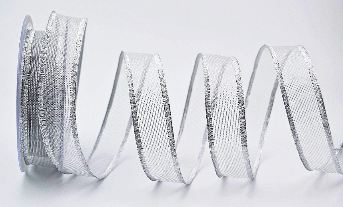 Decoband Vancouver Gold Silver koper met draad transparant glanzend metallic cadeaulint lint kerstband draadrandband Kerst