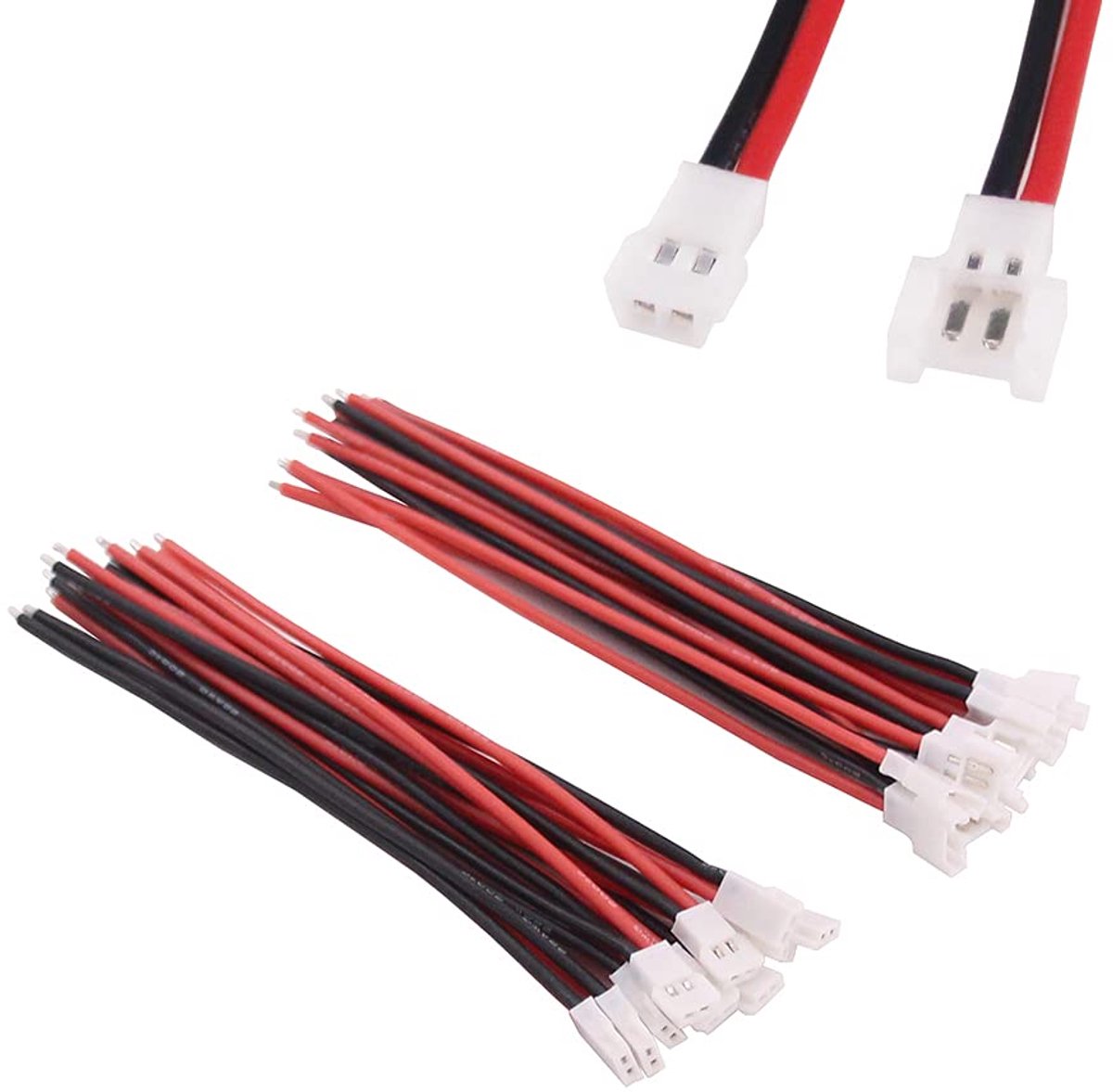 10 paar 1S 2-pins Molex 51005 51006 2,0 mm toonhoogte Losi Micro Model batterij aansluiting 22awg hittebestendig siliconen kabel 10 cm voor RC Helicopter QAV Multicopter