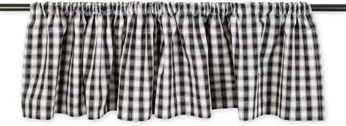 Window Valance Collection, 100% Cotton, Pre-Shrunk, Machine Washable, 2 Inch Curtain Rod Pocket, Single Panel, 72x14, French Check