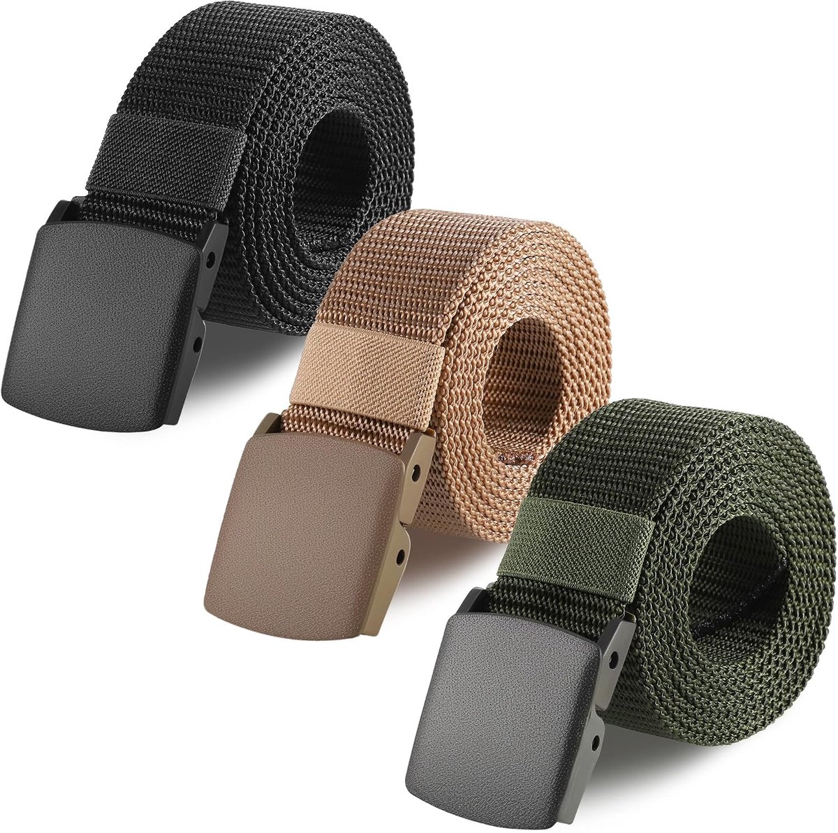 Werkriem Voor Heren, 3 Stuks, Nylon Riem Voor Heren Met Kunststof Gesp, Verstelbare Tactische Riem, Uniseks, Voor Werk, Reizen, Dagelijks Gebruik, Snelle Passing Door De Veiligheid Van De