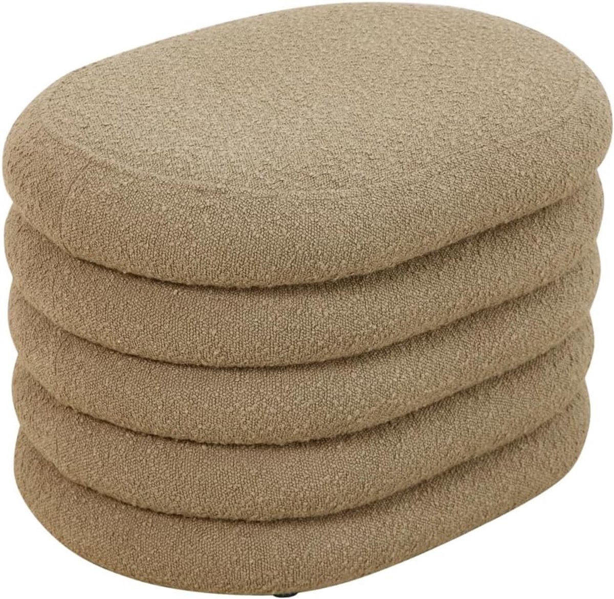BLOSSOM kruk met opbergruimte, hocker, ottoman, hoes van bouclé, lichtbruin