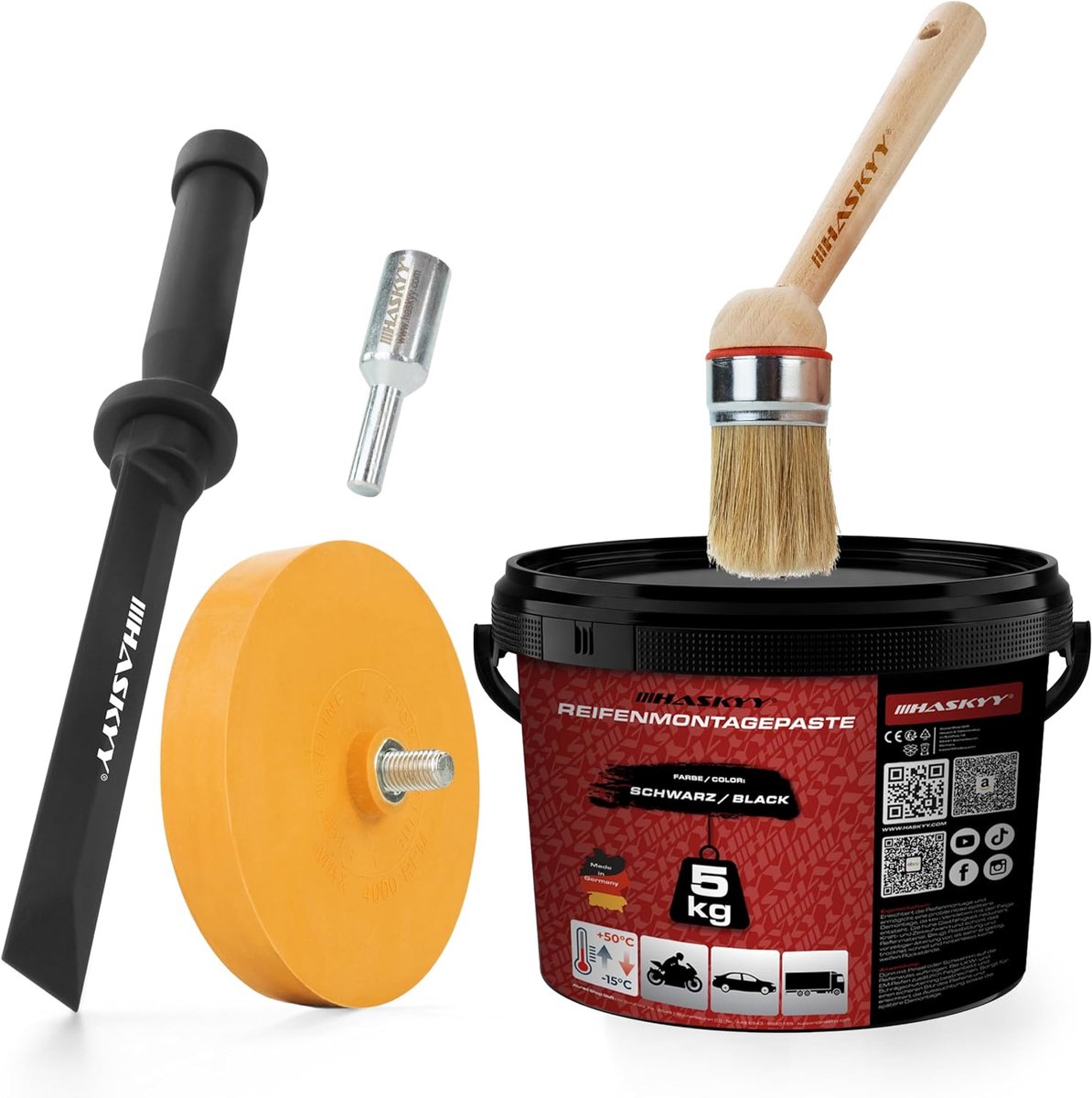 Bandenmontagekit 5 kg - Zwarte montagepasta - Inclusief borstels en schraper - ShopVlot