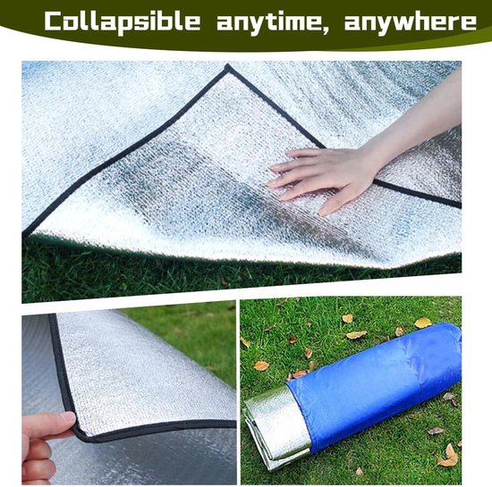 200 × 200 opvouwbare tentmat, vloermat, thermomat, koud, aluminium, dikke isolatiedeken, outdoor, isolatiedeken, isolatiemat, dubbelzijdig, thermodeken, mat — afbeelding 5