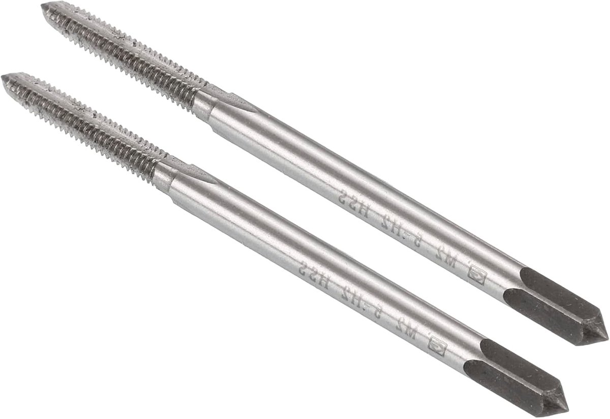 2 stuks schroefdraadfrees metrisch M2,5 x 0,45 schroefdraad H2 snelstaal machine 3 rechte fluitschroef inrijgen gereedschap - (Toepassing: voor afluisteren boring machine)