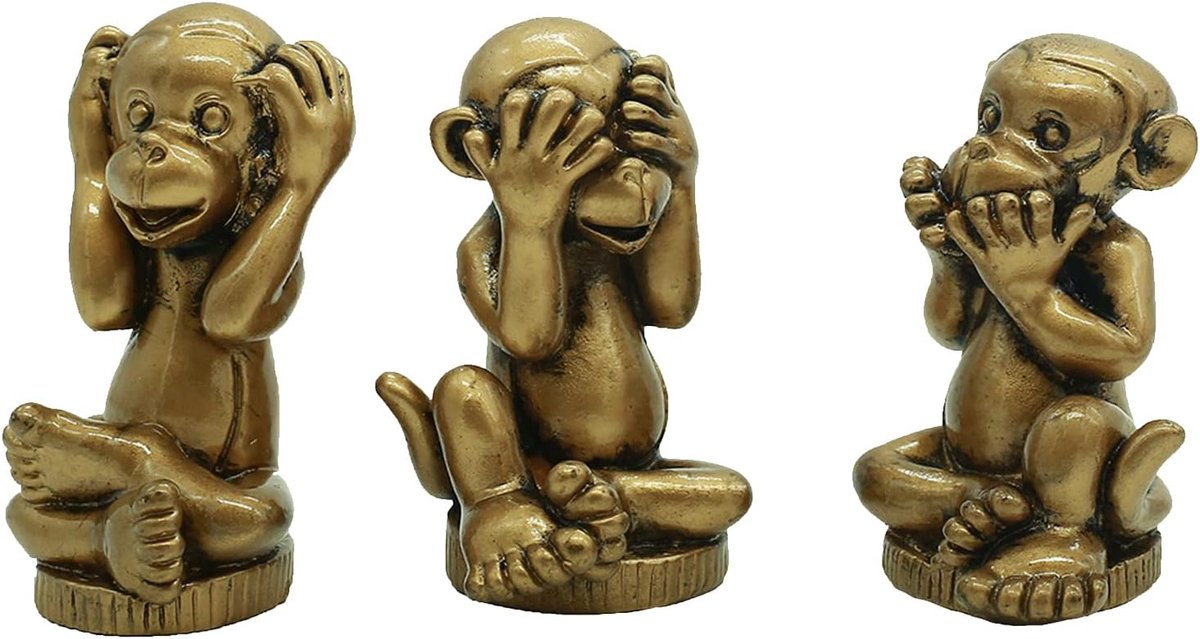 3 Wijze Apen Zien Nee Spreken Nee Hoor Geen Kwaad Standbeeld Home Office Indoor Ornament Collectie 6cm (H) TQGJST53