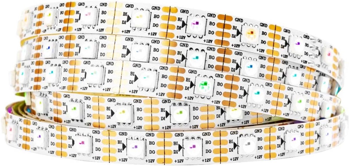 WS2815 (bijgewerkt WS2812B) 5m 300 individueel digitaal adresseerbare pixels RGB-dual-signaal LED flexibel lichtlint 5050 SMD IP30 Niet waterdicht Magic Dream Color DC12V Wit PCB
