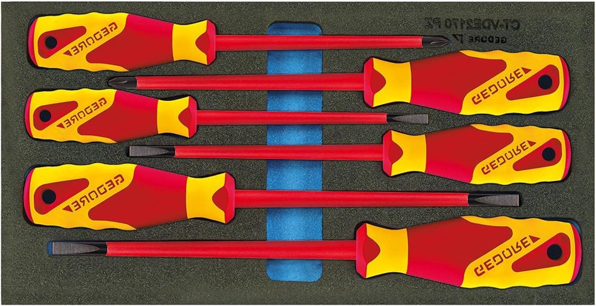 Schroevendraaier Set - Gereedschap Set - Veilig Klussen - Check-Tool Inlay - 35 cm - Blauw Zwart