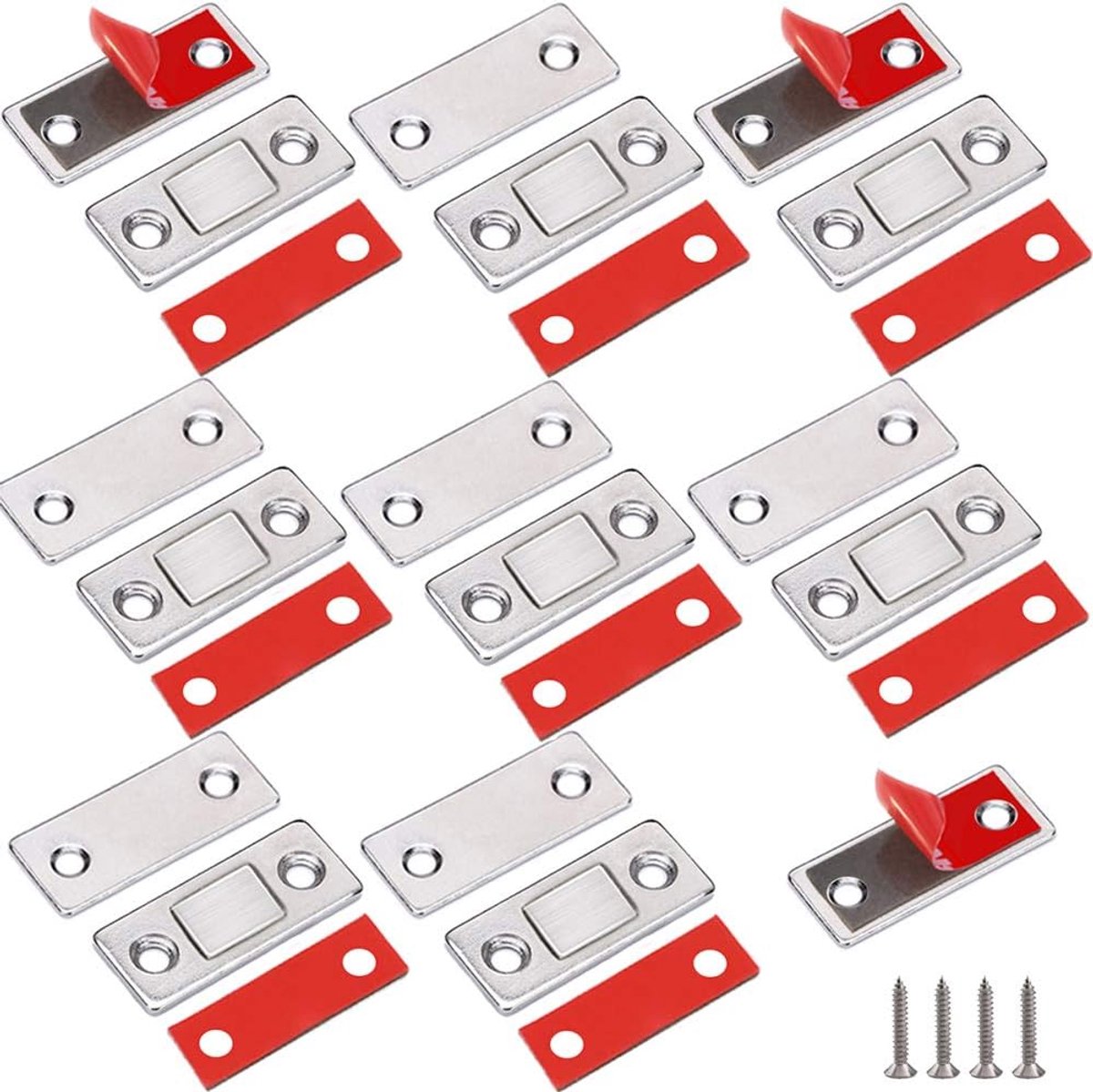 Jiayi 8 Stuks Ultradunne Magnetische Deurvanger Lade-magneet Roestvrij Staal Magnetische Sluitingen Voor Schuifdeurdranger Keukendeursluiting Kledingkast Deurmagneten Lijm