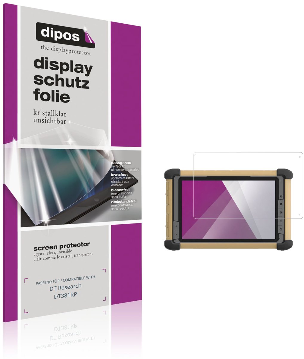 dipos – 2x Beschermfolie geschikt voor DT Research DT381RP | Krasbestendige & heldere Screenprotector Ultra-Thin