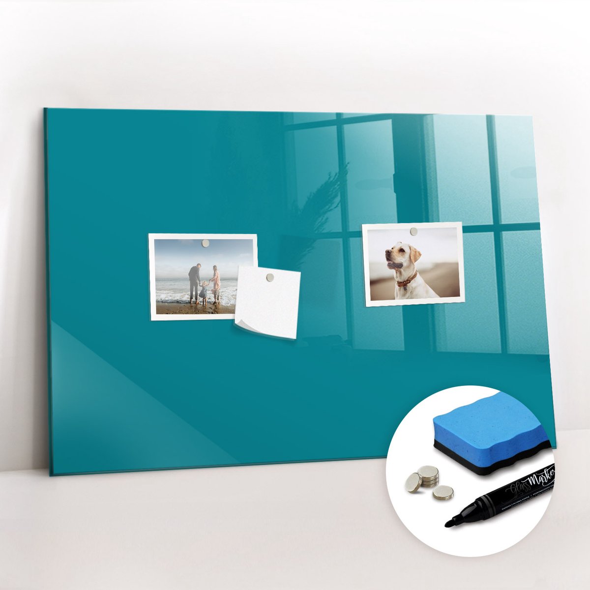 Tulup Whitebord - Zeekleur - 60 x 40 cm - Maritiem Magnetische borden voor reismagneten - Gratis 5 Sterke Magneten + Whiteboard Marker & Wisser - Design Memobord - Memobord Magnetisch - Productiviteit Tools