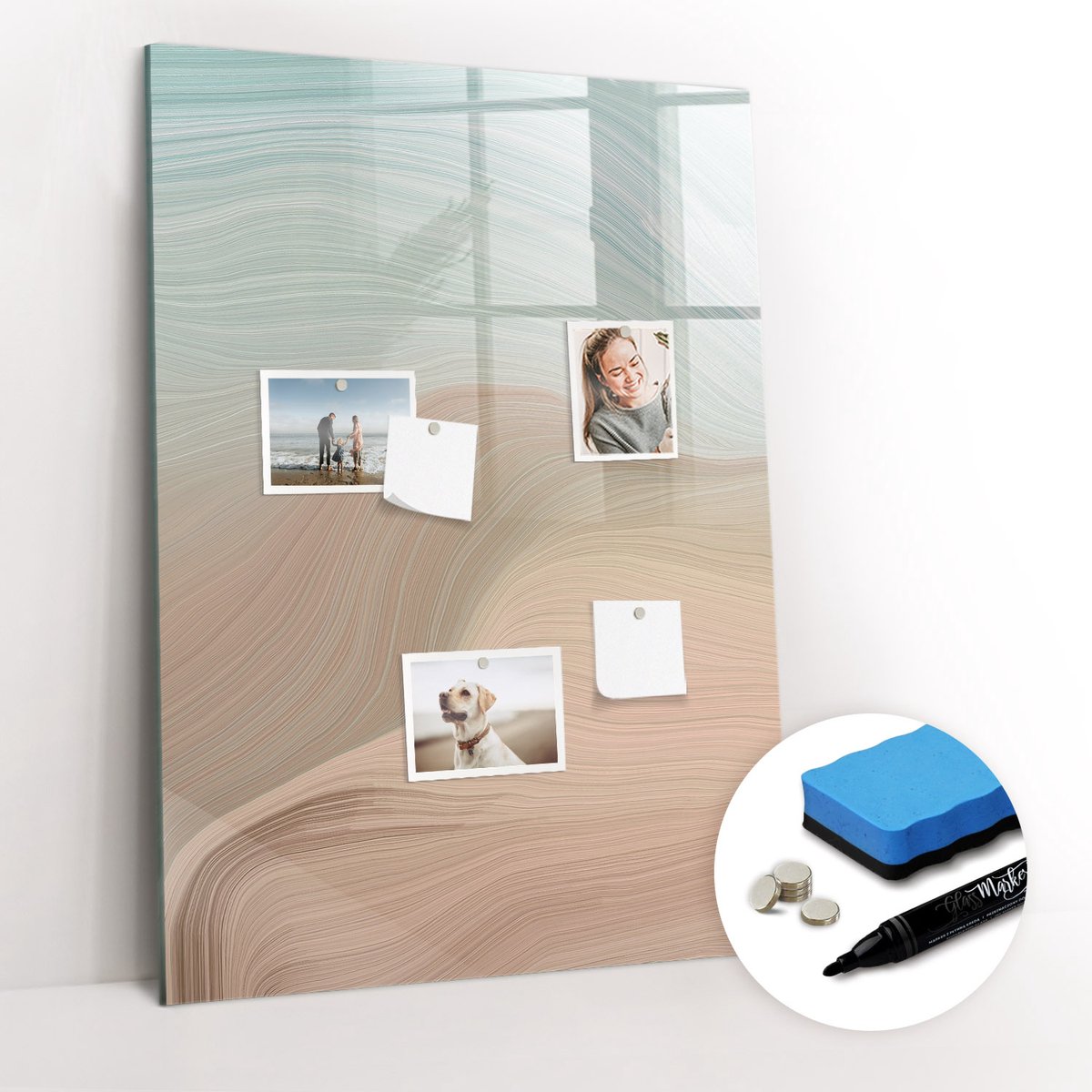 Tulup Whitebord - Kleuren mengen - 70 x 100 cm - Veelkleurig Magneetbord Keuken - Gratis 5 Sterke Magneten + Whiteboard Marker & Wisser - Decoratief Magnetisch Bord - Memo Magneetbord - Ideeënbord Thuiswerkplek