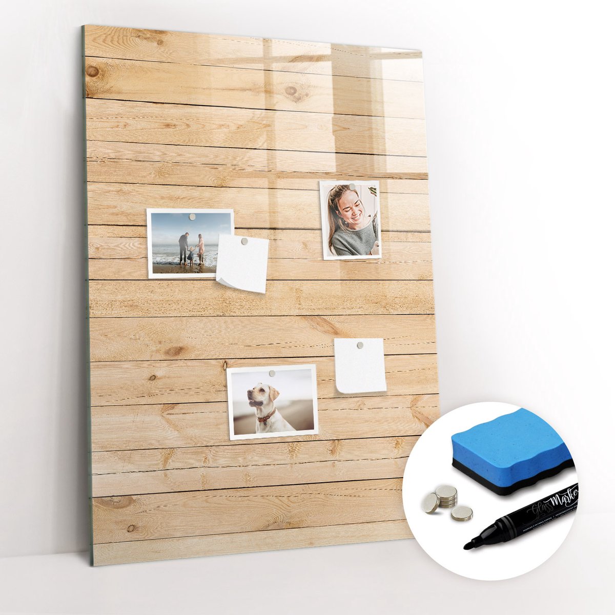 Tulup Whitebord - Lichtpanelen - 70 x 100 cm - Bruin Memo Bord - Gratis 5 Sterke Magneten + Whiteboard Marker & Wisser - Stylish Memo Board - Magnetisch Bord - Planning Muur