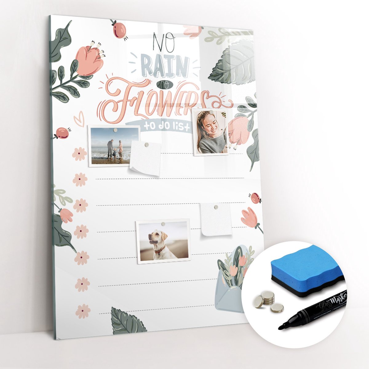 Tulup Whitebord - Decoratielijst - 70 x 100 cm - Roze Magnetic Board - Gratis 5 Sterke Magneten + Whiteboard Marker & Wisser - Stylish Memo Board - Magneetbord Keuken - Organiseer Je Bureau