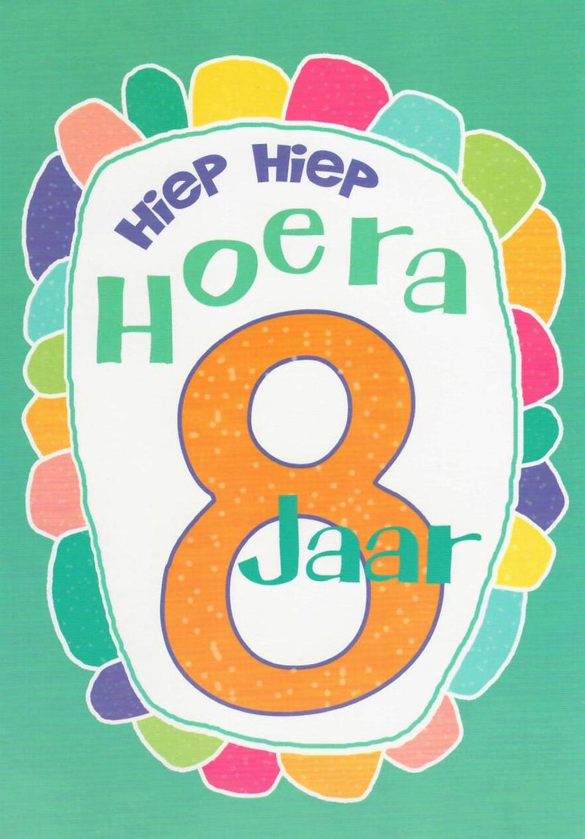 Verjaardagskaart leeftijd | Wenskaart | 10 stuks | Hiep hiep hoera 8 jaar
