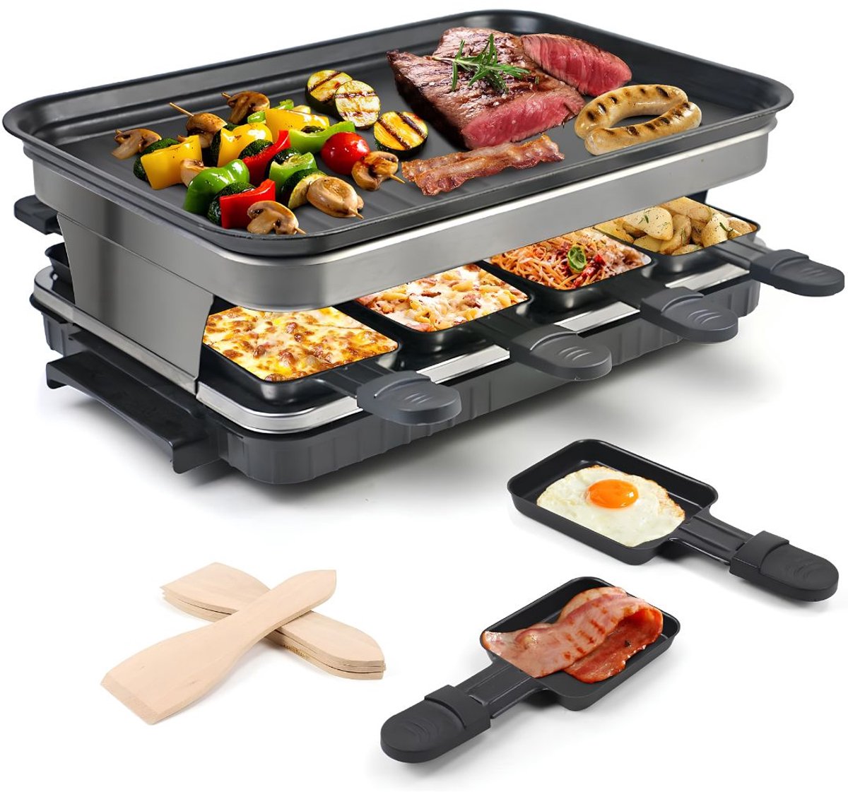 JCP® Gourmetstel - Bakplaat - Grill and Bakplaat - Zwart - 28cm x 42cm x 15cm