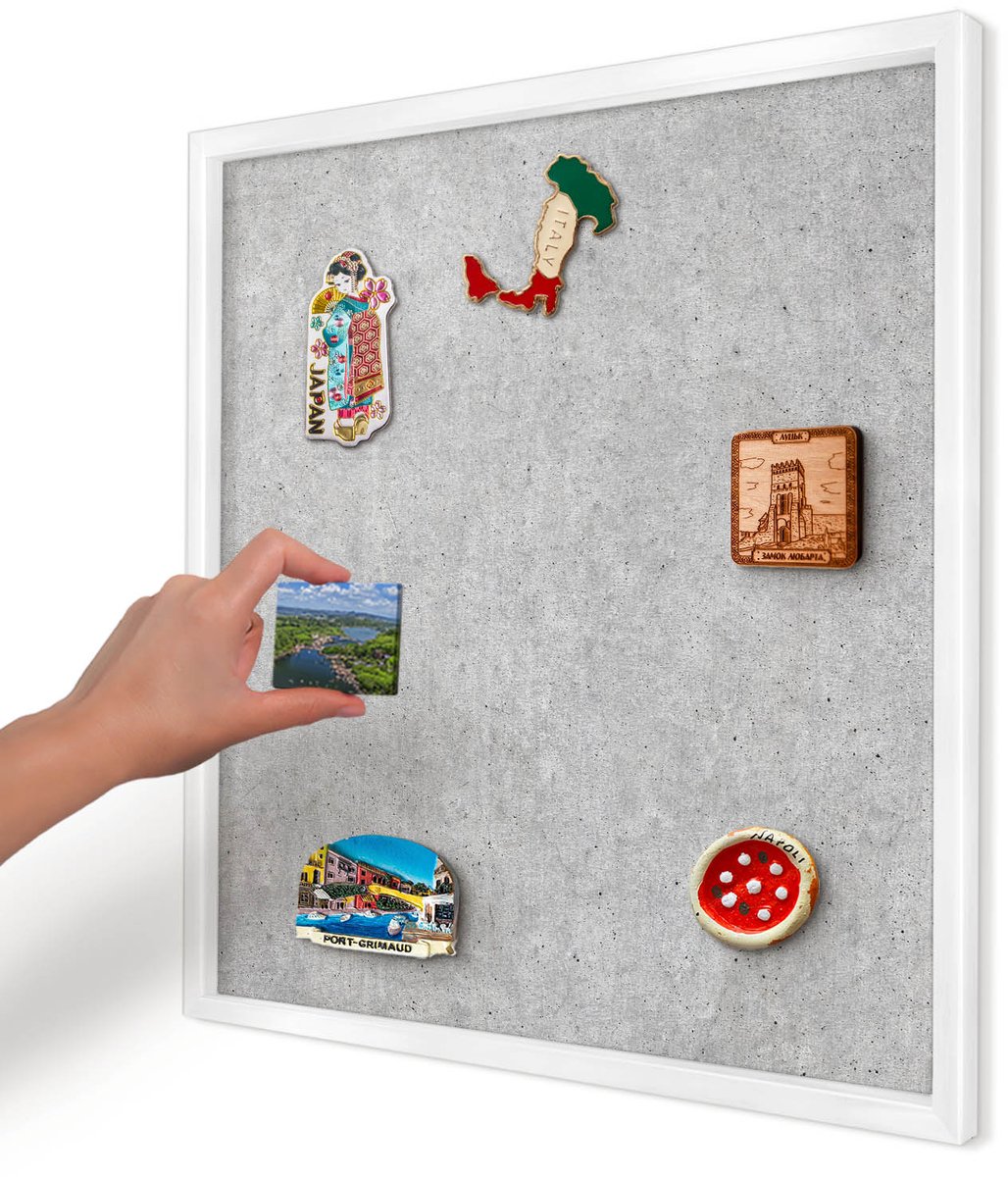 Artprintcave Grijs Magneetbord mit Witte Lijst - 50x50 cm - Grijze Textuur Notitiebord - Minimalist Magneet Bord mit Frame - Texturen
