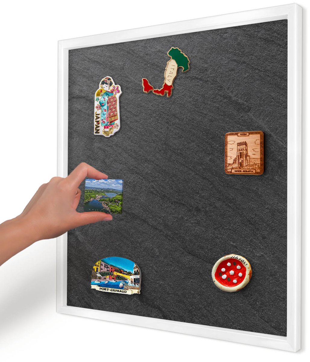Artprintcave Zwart Magneetbord mit Witte Lijst - 50x50 cm - Zwarte Textuur Magneetbord Voor Keuken - Minimalist Memobord Keuken - Texturen