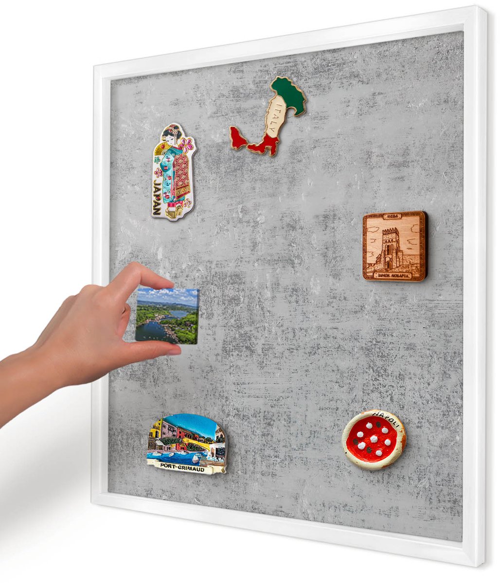 Artprintcave Grijs Magneetbord mit Witte Lijst - 50x50 cm - Grijs Oppervlak Magnetisch Bord - Minimalist Bord Voor Magneten - Texturen