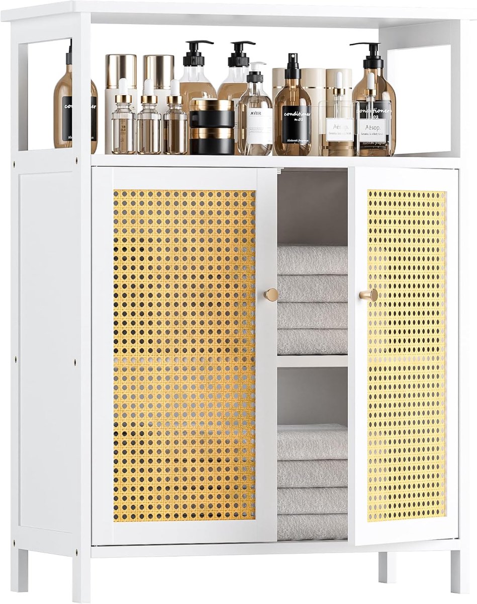 Badekast 30cm breed - Bamboe - Wicker deuren - Ideaal voor badkamer en woonkamer - ShopVlot