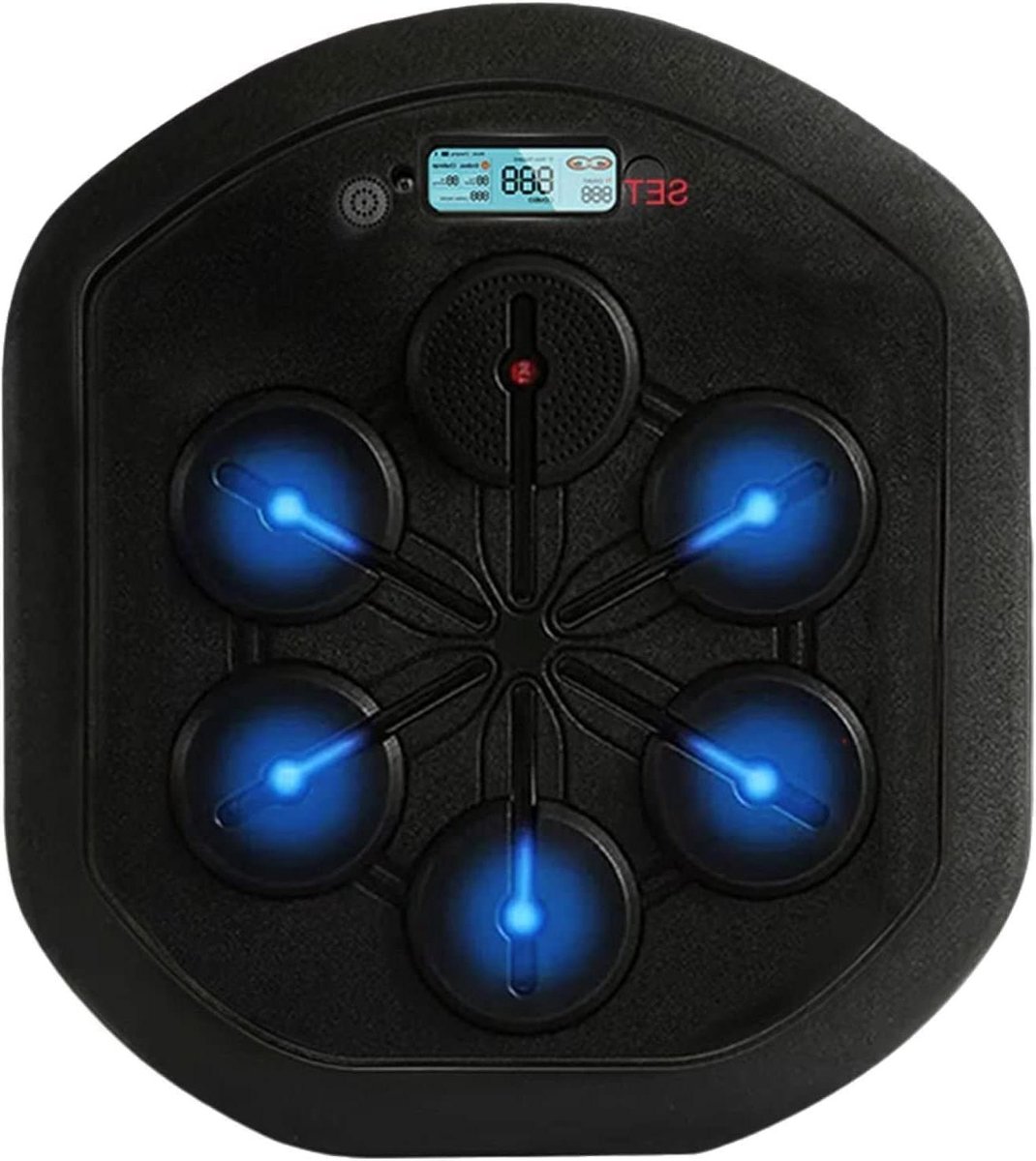 Slimme Boksmachine Muur - Bokstrainer Slim - Stress Verminderen - Met Muziek & Licht - 49.5x44.5cm - Zwart