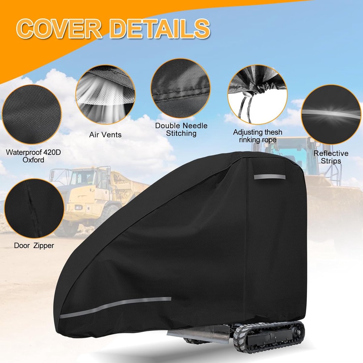 Mini graafmachine zeil 10-15PK - 420D katoen - waterdicht - beschermcover met rits - SnelShoppen