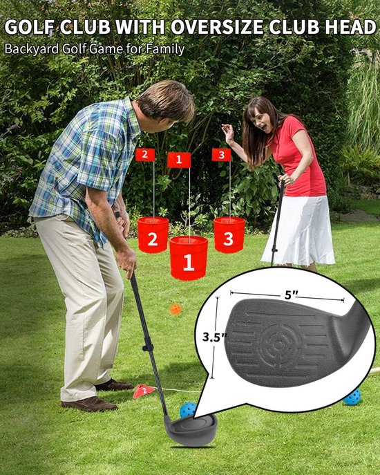 SnelShoppen - Backyard Golf Bucket Clubs met Verstelbare Schacht en Grote Clubkop voor Buiten Golfspellen - Ideaal voor Kinderen en Volwassenen - 53-9 van Snelshoppen — afbeelding 3