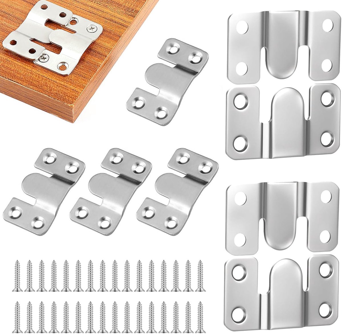 Foto haken 8 stuks - roestvrij staal - zware interlocking haken - voor veilige bevestiging - ShopVlot