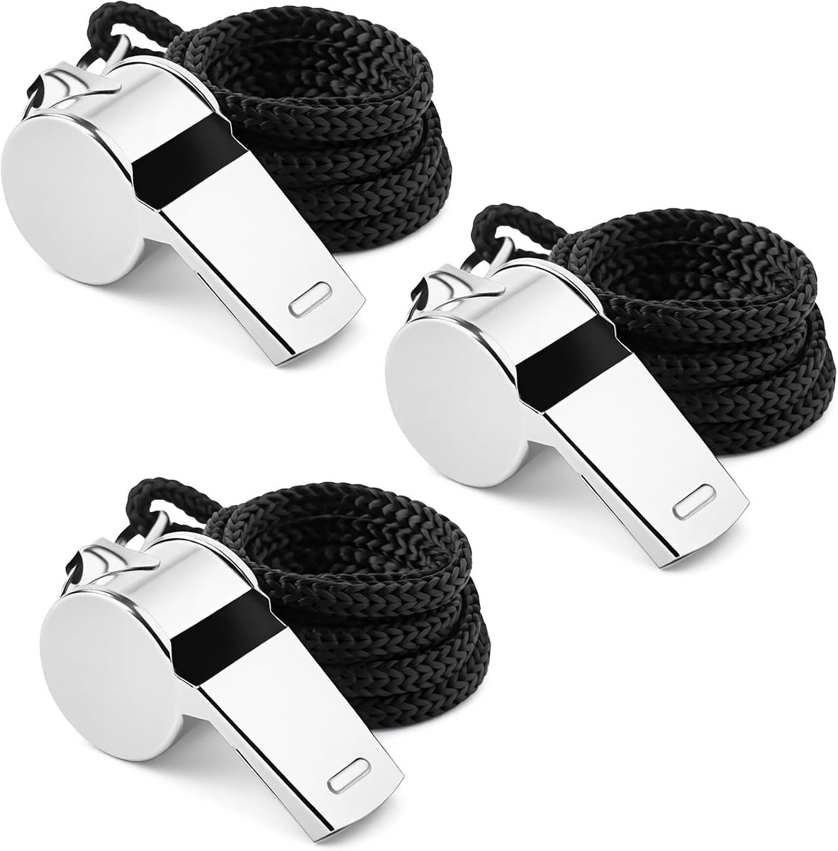 Scheidsrechterfluitjes 3 stuks - roestvrijstaal - professioneel - ideaal voor sporttraining - ShopVlot