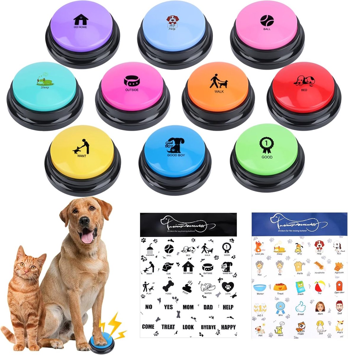 10 Talking Buttons for Dogs with 30 Seconds Recording, Communication Keys for Dogs and Cats, Engravable Buttons for - ShopVlot