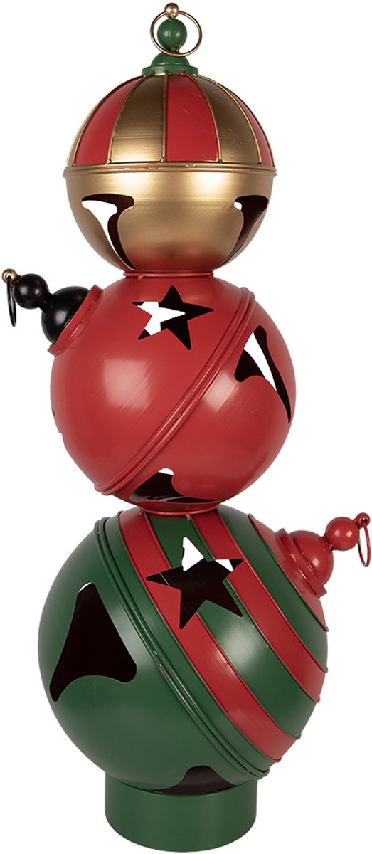 Clayre & Eef Kerstdecoratie Beeld 31x30x88 cm Rood Metaal