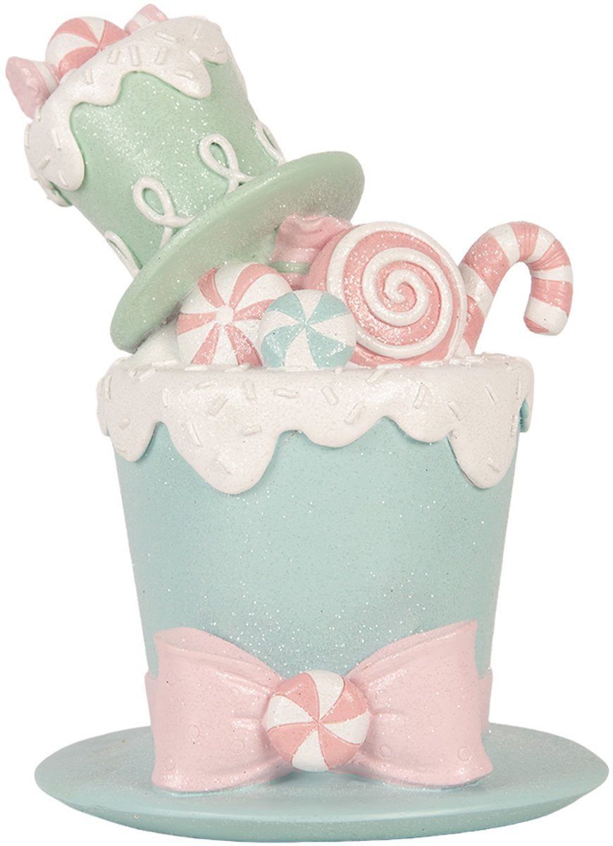 Clayre & Eef Decoratie Beeld Hoed 17x16x22 cm Groen Kunststof
