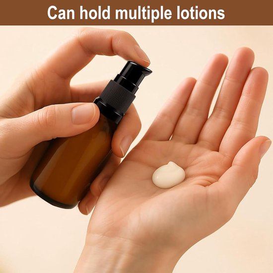 SnelShoppen - 4 Stuks 100ml Lege Glazen Flessen Bruin Amber Lotion Flessen met Pomp + Trechter + Spuiten + Stickers voor Aromatherapie, Essentiële Oli van Snelshoppen — afbeelding 5