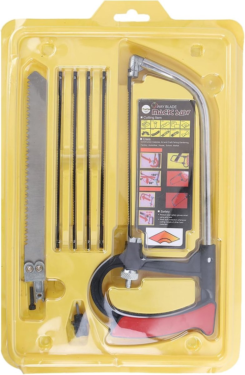 SnelShoppen - Handzaag Hacksaw Set, Multifunctionele Universele HSS Stalen Zaagbladen met Verwisselbare Zaagbladen, Mini Handzagen voor Houtbewerking,