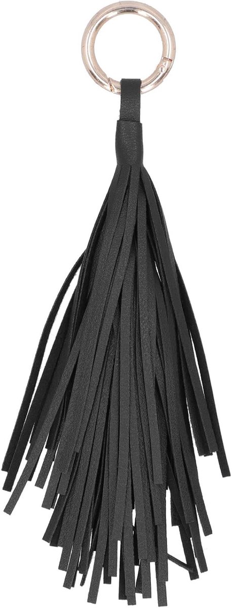 SnelShoppen - Sleutelhanger met Leren Tassels voor Tas, Sleutelhanger met Creatieve Tassels, Auto Sleutelring Houder Tas Portemonnee Decoratie (Zwart)