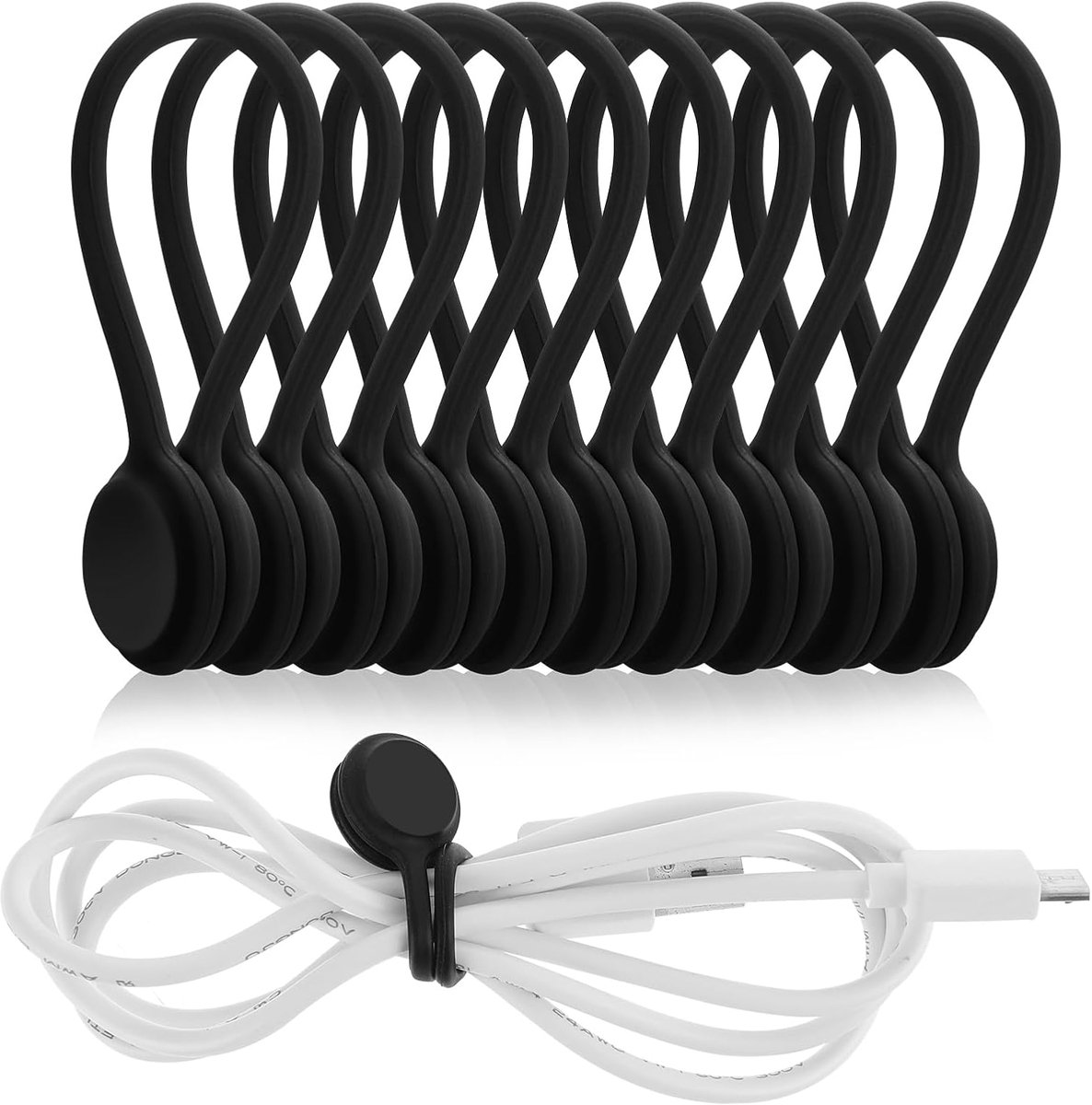 SnelShoppen - 10 Stuks Magnetische Kabelbinders Silicone Kabelclips Kord Organizer Herbruikbare Magnetische Kordbinders USB Kabelbeheerders voor Kanto
