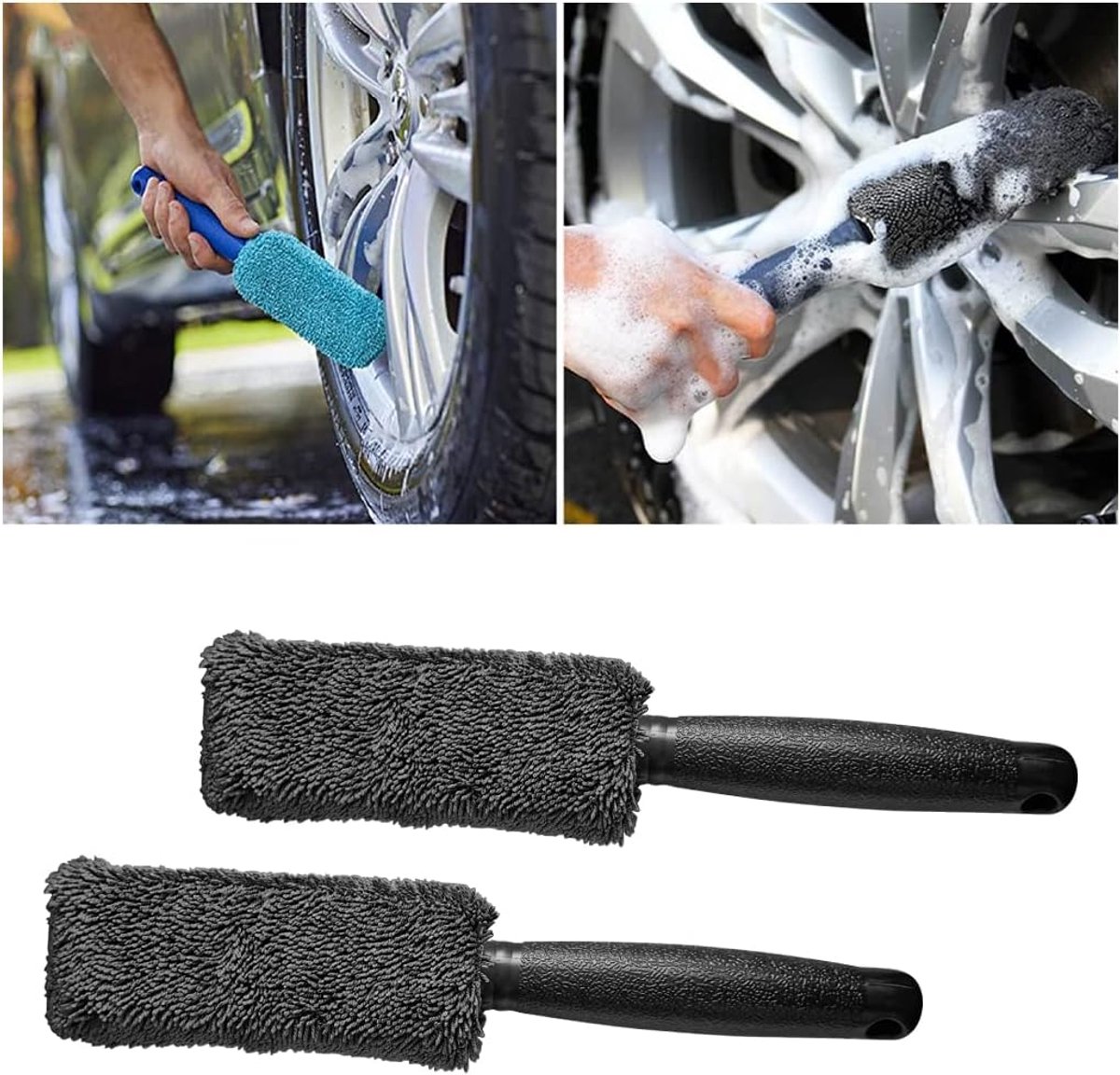 Microfiber velgenborstel - zachte reinigingsborstel - krasvrij ontwerp - ideaal voor motoren en SUV's - SnelShoppen