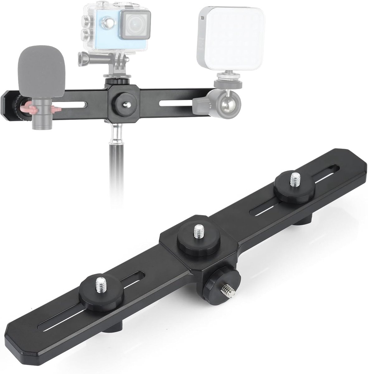 UTEBIT 4-in-1 Dual Flash Bracket 27cm Camera Bracket with 1/4 inch Flash Mount, Flash Holder Adapter, Accessories for - ShopVlot
