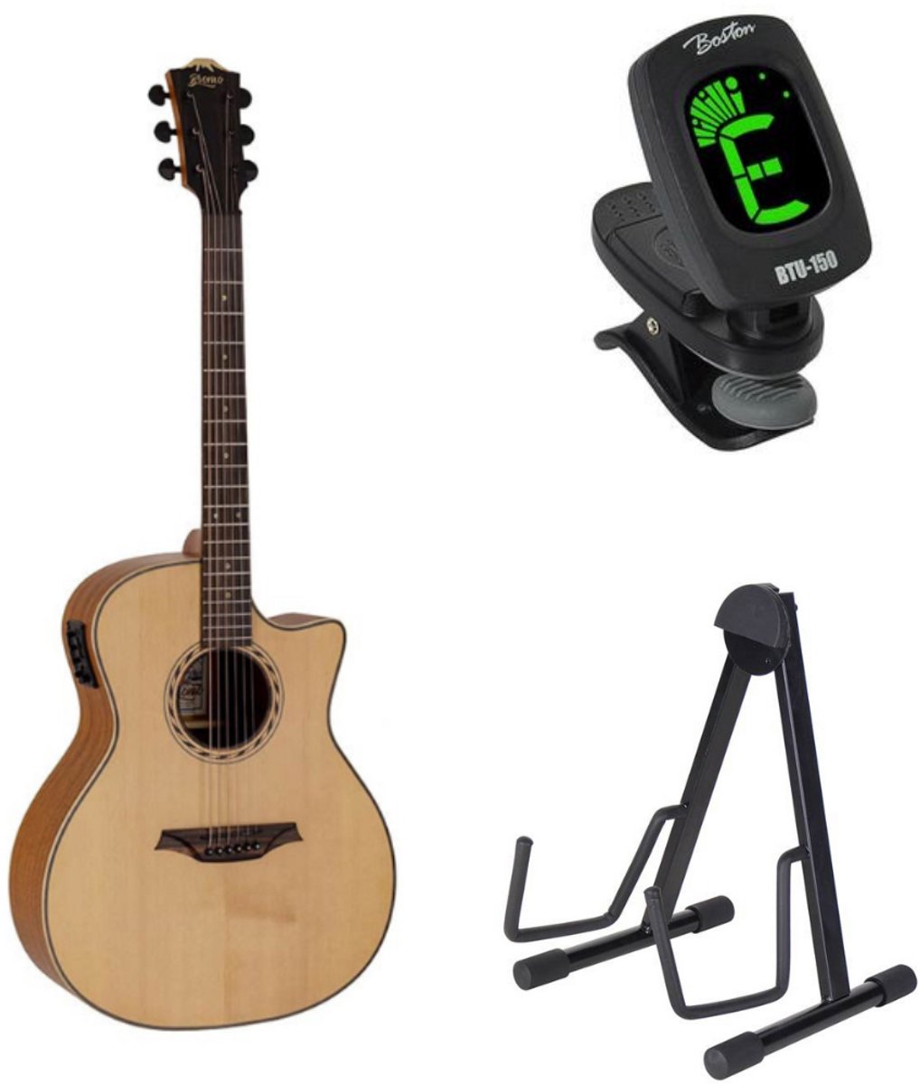 Bromo BAT2CE bundel Auditorium Massief Bovenblad Elektro-Akoestische Gitaar naturel Satijn