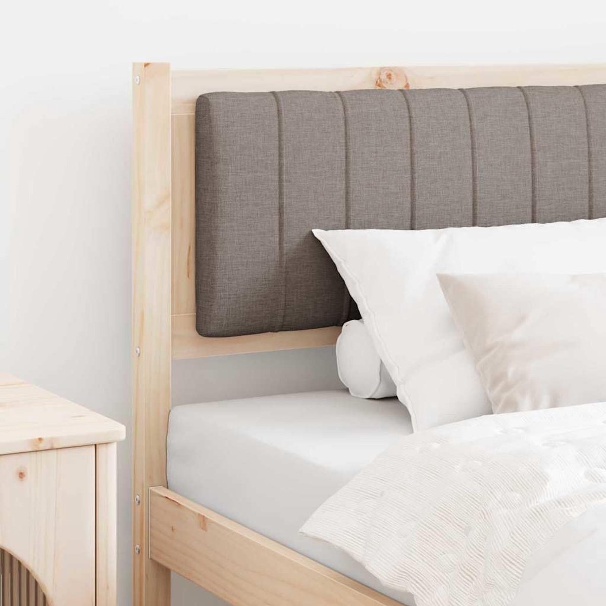 Gestoffeerd hoofdeinde - Beddecoratie - Slaapkamer verfraaien - Massief grenenhout - 100 cm breed - Bruin